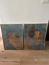 Set di 2 cornici metalliche d'oro con poster