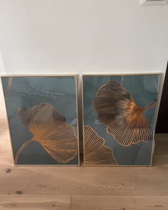 Set di 2 cornici metalliche d'oro con poster