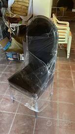 Coppia di sedie alte anni ‘70 acciaio e pelle