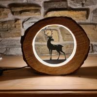 Lampada Bashur Cervo in Legno artigianale a Led