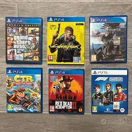 Giochi PS4/PS5: GTA5, Cyberpunk, RDR2, CTR, F1 MHW