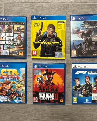Giochi PS4/PS5: GTA5, Cyberpunk, RDR2, CTR, F1 MHW