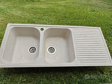 Lavello cucina a 2 buche  composito granit  avena