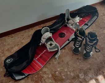 Tavola snowboard donna, scarponi, borse