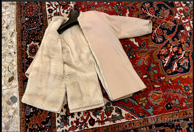 PREGIATOcappottoFODERATOveraPELLICCIAvisoneIVORY