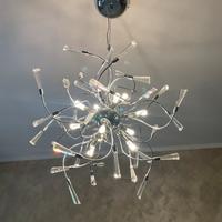 Lampadario argentato con vetro