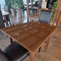 Tavoli 80x80 legno e piano in vetro