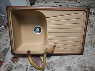 Lavello 79x50cm e rubinetto miscelato colore Terra