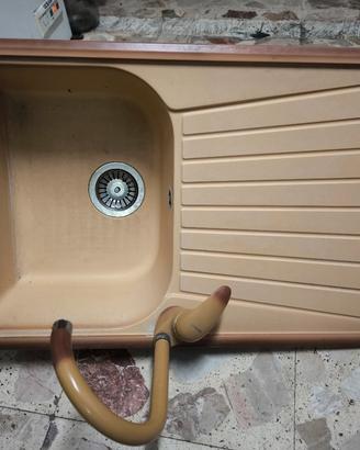Lavello 79x50cm e rubinetto miscelato colore Terra