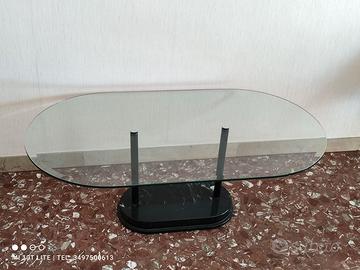 tavolino moderno anni 90 marmo e vetro H40 110x60