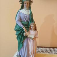 statua Sant'Anna in gesso con aureola in metallo
