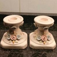 coppia di porta candele vintage porcellana 