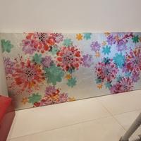 Quadro astratto fiori olio su tela 160x70 