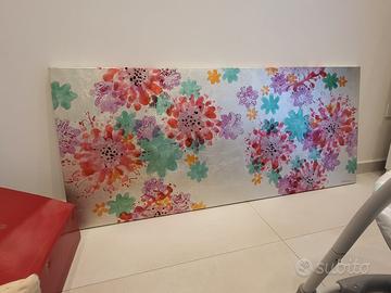 Quadro astratto fiori olio su tela 160x70 