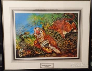 stampa pittore LIGABUE - Quadro LEOPARDO ASSALITO