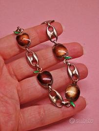 ARGENTO 925 bracciale vintage anni ’70 smaltato