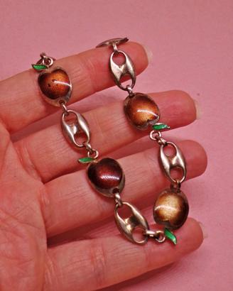 ARGENTO 925 bracciale vintage anni ’70 smaltato