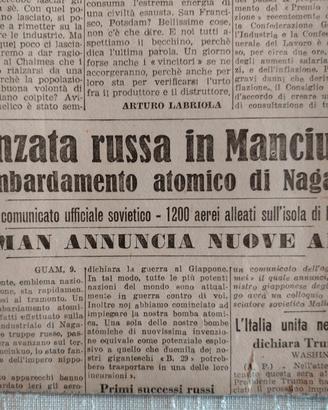 IL TEMPO 10 Agosto 1945 BOMBA ATOMICA NAGASAKI