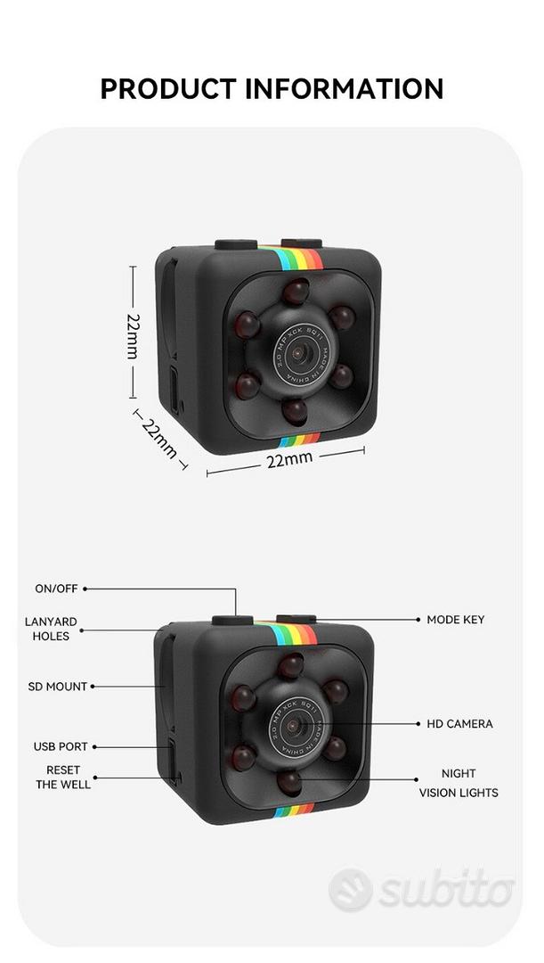 Telecamera wifi mini camera spia 1080p hd videocam - Audio/Video In vendita  a Brescia