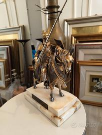 Scultura Cavaliere tedesco XVI oro marmo argento