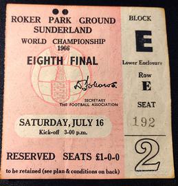 BIGLIETTI COPPA RIMET MONDIALI 1966