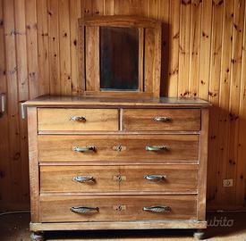 Comò con Specchiera in Legno - primi '900