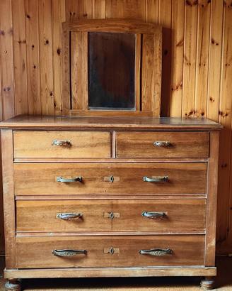 Comò con Specchiera in Legno - primi '900