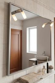 Specchio bagno rettangolare 90x74 cm con faretti