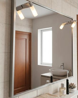 Specchio bagno rettangolare 90x74 cm con faretti
