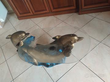 tavolino per salotti con piano in vetro