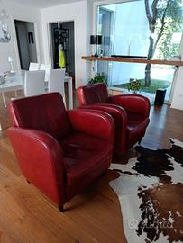 Poltrone baxter mod. Berlino in vera pelle rossa