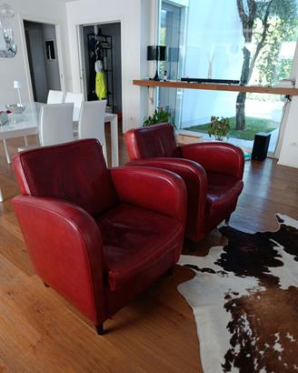 Poltrone baxter mod. Berlino in vera pelle rossa