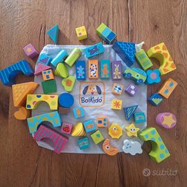 Boikido Mattoncini blocchi in legno colorati 50 pz