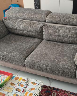 Divano moderno in tessuto grigio mélange / tortora