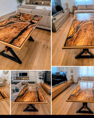 Tavolo legno e resina epossidica 