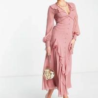 Abito cerimonia longuette NUOVO rosa, ASOS tg 44