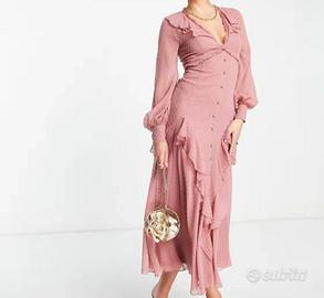 Abito cerimonia longuette NUOVO rosa, ASOS tg 44