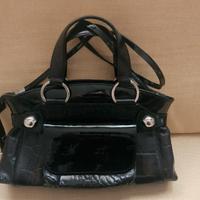Borsa Orciani con manici e tracolla in pelle nera