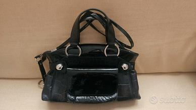 Borsa Orciani con manici e tracolla in pelle nera