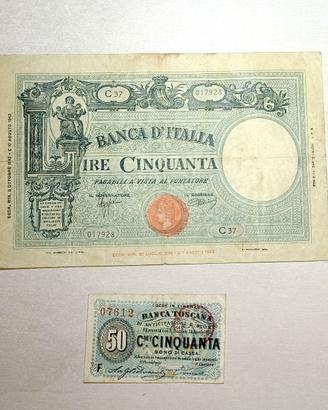 Lotto 2 banconote antiche italiane