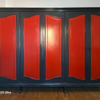 Armadio Vintage Art Déco a 5 Ante – Laccato Nero e