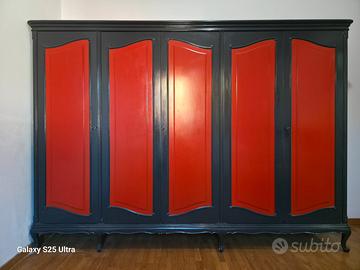 Armadio Vintage Art Déco a 5 Ante – Laccato Nero e