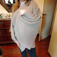 Cardigan donna avvolgente in lana beige–taglia 42