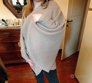 Cardigan donna avvolgente in lana beige–taglia 42