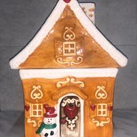 Biscottiera ceramica Casetta natalizia pandizenzer