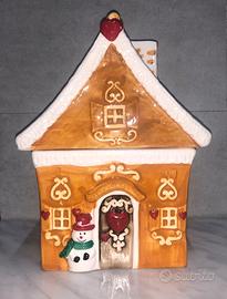 Biscottiera ceramica Casetta natalizia pandizenzer