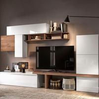 Parete attrezzata 280x40x202 Bianco e Mercure