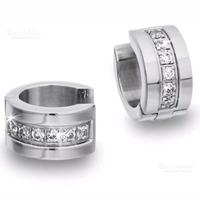 Orecchini titanio puro zaffiri bianchi coppia