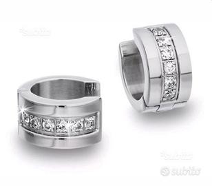 Orecchini titanio puro zaffiri bianchi coppia