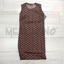 VESTITO DONNA FENDI MARRONE NERO MONOGRAM